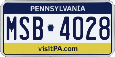 PA license plate MSB4028