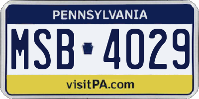PA license plate MSB4029