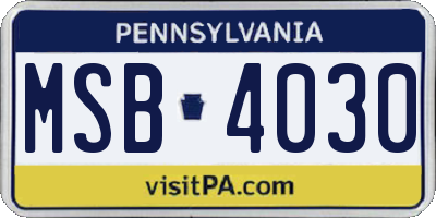 PA license plate MSB4030
