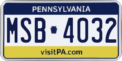 PA license plate MSB4032