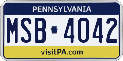 PA license plate MSB4042