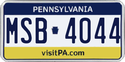 PA license plate MSB4044