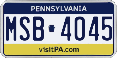 PA license plate MSB4045