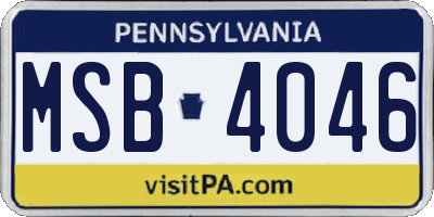 PA license plate MSB4046