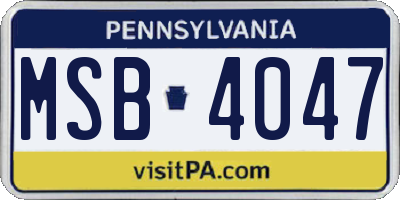 PA license plate MSB4047