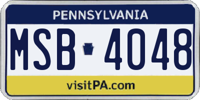 PA license plate MSB4048