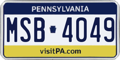 PA license plate MSB4049
