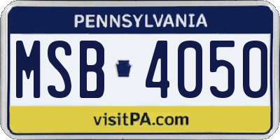 PA license plate MSB4050