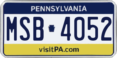 PA license plate MSB4052