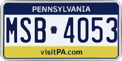 PA license plate MSB4053