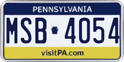 PA license plate MSB4054