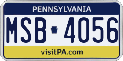 PA license plate MSB4056