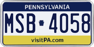 PA license plate MSB4058
