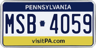 PA license plate MSB4059