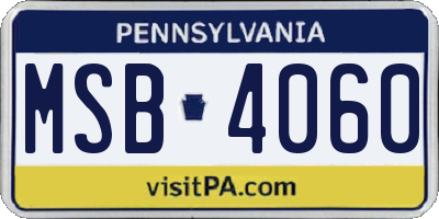 PA license plate MSB4060
