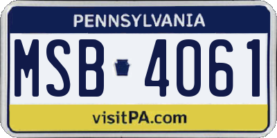 PA license plate MSB4061