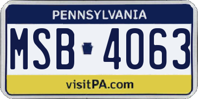 PA license plate MSB4063