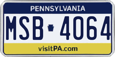 PA license plate MSB4064