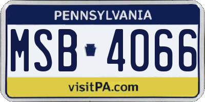 PA license plate MSB4066