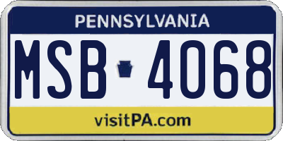 PA license plate MSB4068