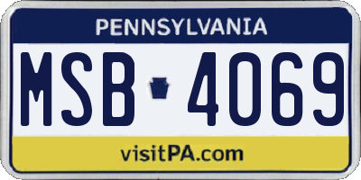 PA license plate MSB4069