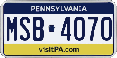 PA license plate MSB4070