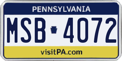 PA license plate MSB4072