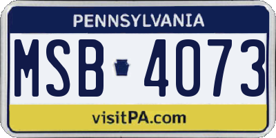 PA license plate MSB4073