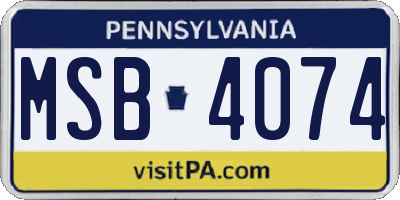PA license plate MSB4074