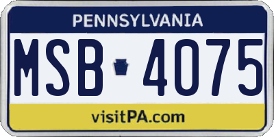 PA license plate MSB4075