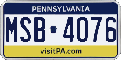 PA license plate MSB4076