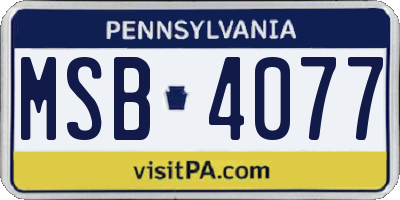 PA license plate MSB4077