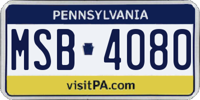 PA license plate MSB4080