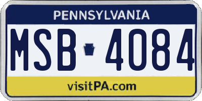 PA license plate MSB4084
