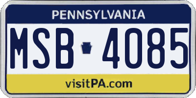 PA license plate MSB4085