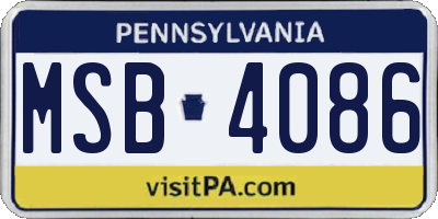 PA license plate MSB4086