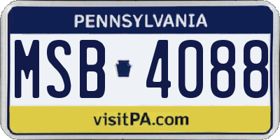 PA license plate MSB4088