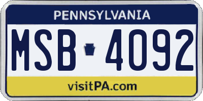 PA license plate MSB4092