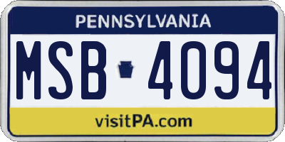 PA license plate MSB4094