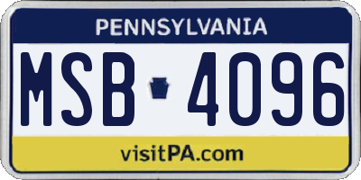 PA license plate MSB4096