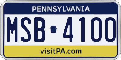 PA license plate MSB4100