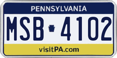 PA license plate MSB4102