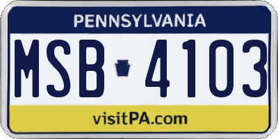 PA license plate MSB4103