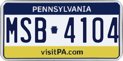 PA license plate MSB4104