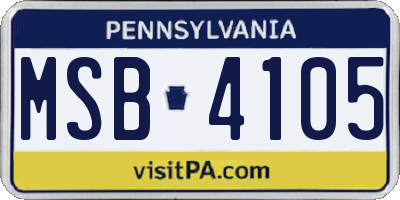 PA license plate MSB4105