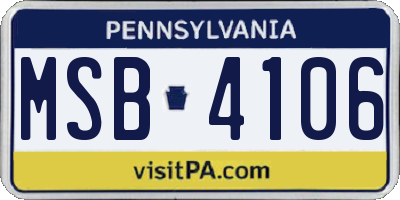 PA license plate MSB4106