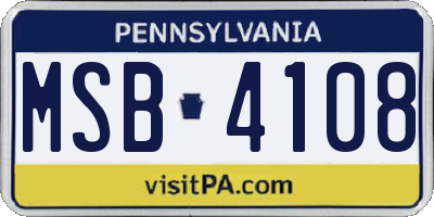 PA license plate MSB4108