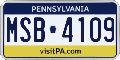 PA license plate MSB4109