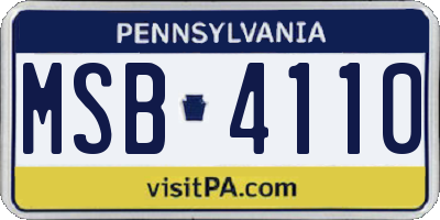 PA license plate MSB4110