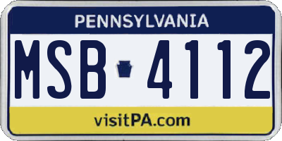 PA license plate MSB4112